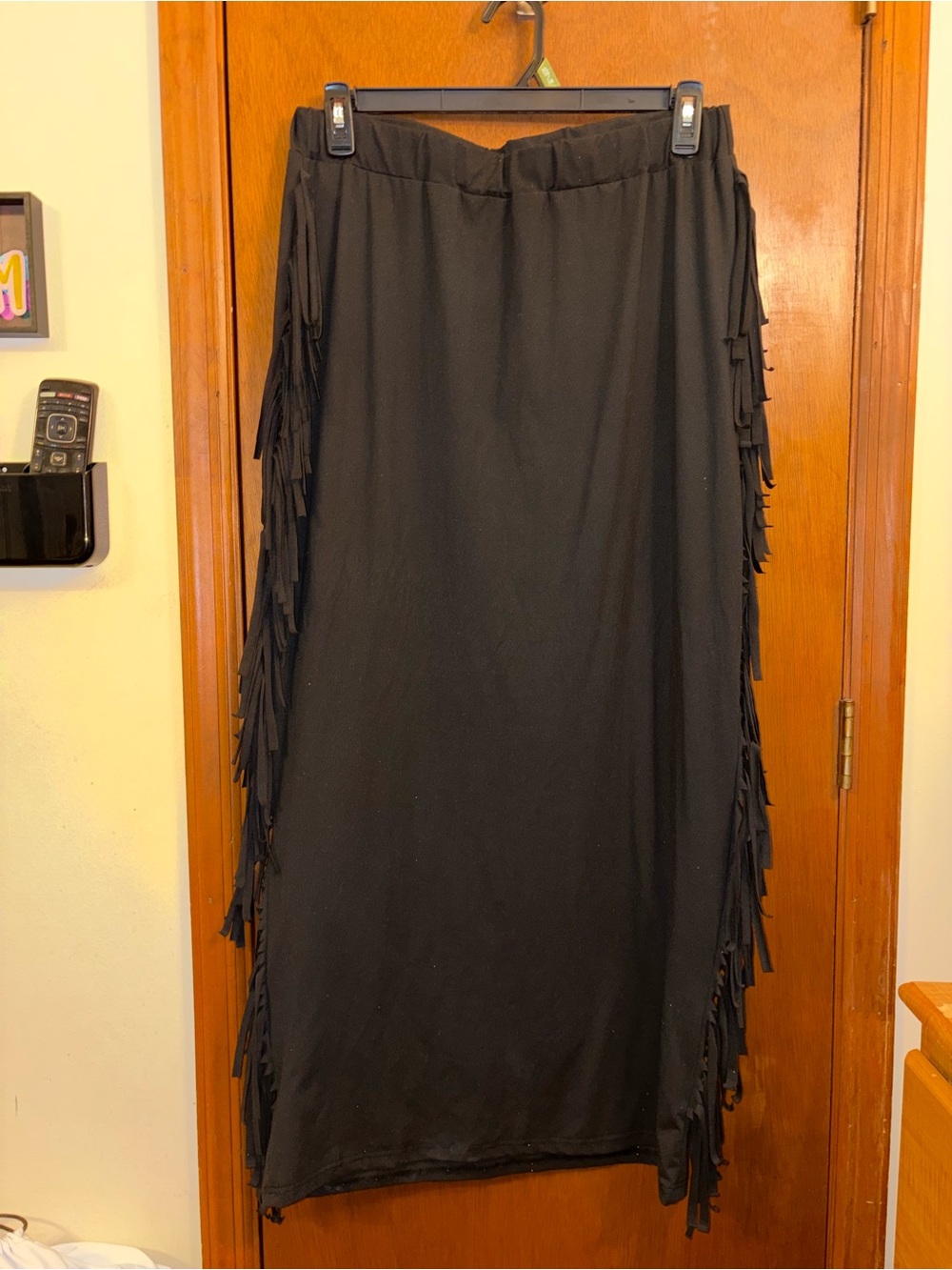 Black Fringe Maxi Skirt - Women